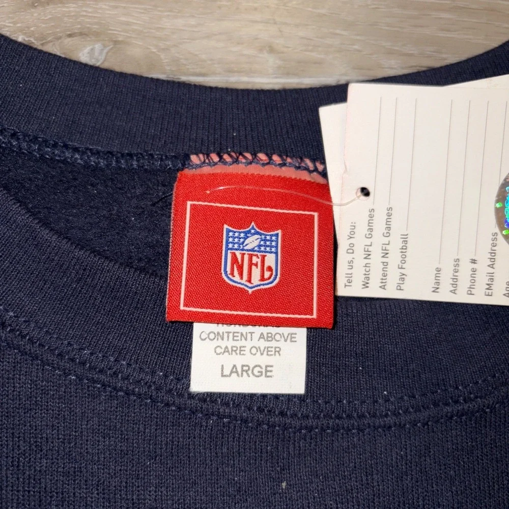 Vtg NFL New England Patriots Pullover Crewneck Sweatshirt Men's Large Navy Blue